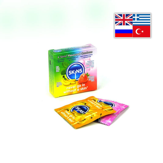 Skins Condoms Flavours 4 Pack International 1 Skins Condoms Flavours 4 Pack International 1 - UABDSM