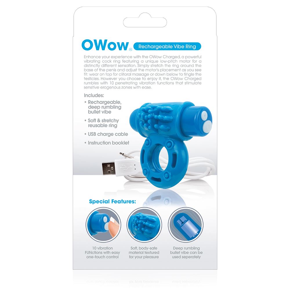 Screaming O Charged OWow Vibrating Cock Ring - Blue - UABDSM