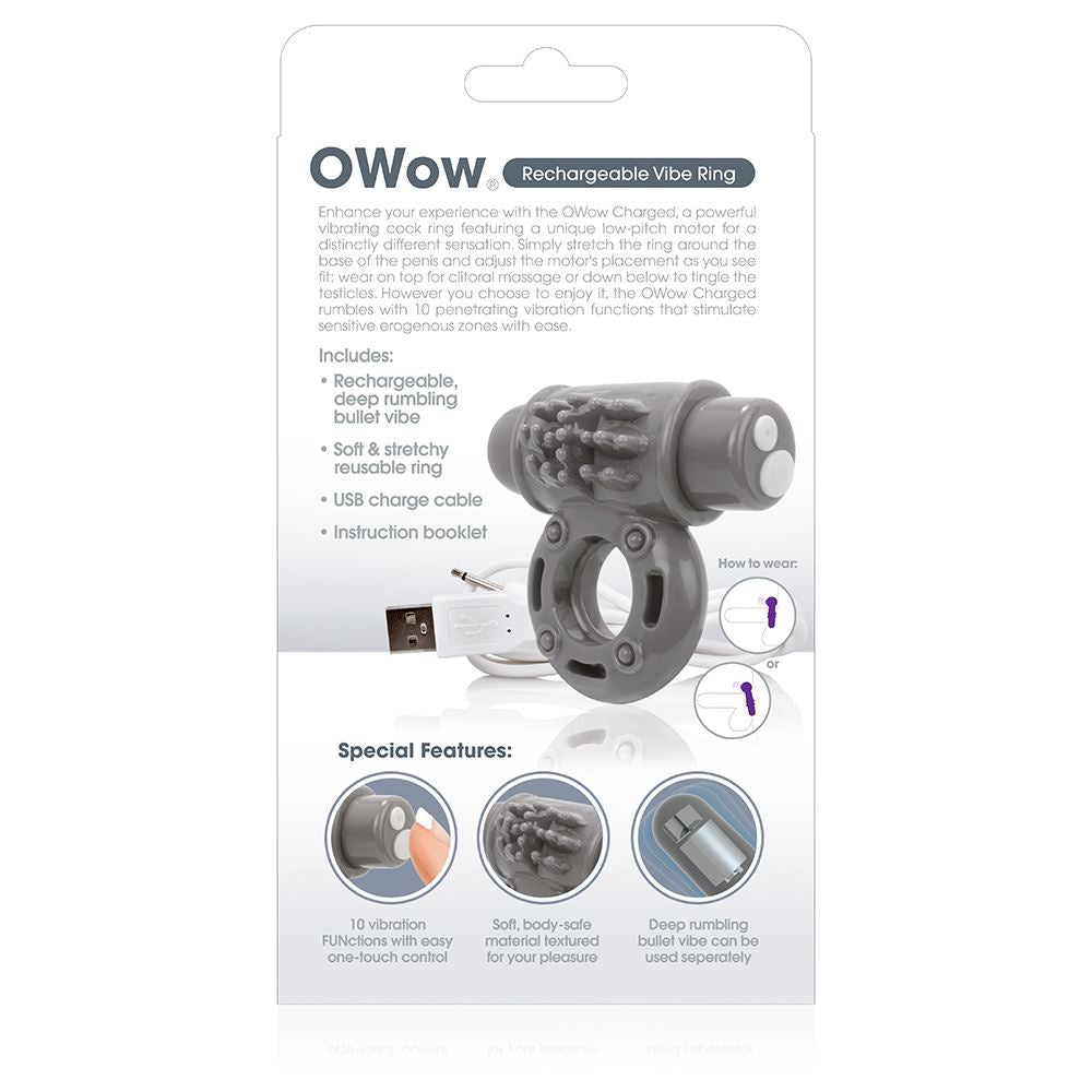 Screaming O Charged OWow Vibrating Cock Ring - Grey - UABDSM