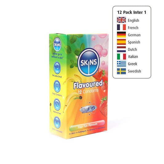 Skins Condoms Flavours 12 Pack International 1 Skins Condoms Flavours 12 Pack International 1 - UABDSM