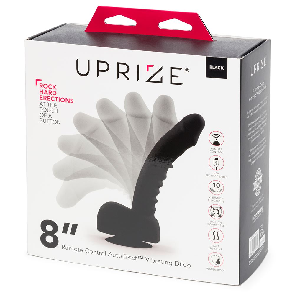 Uprize Remote Control Rising 8 Inch Vibrating Realistic Dildo Black - UABDSM