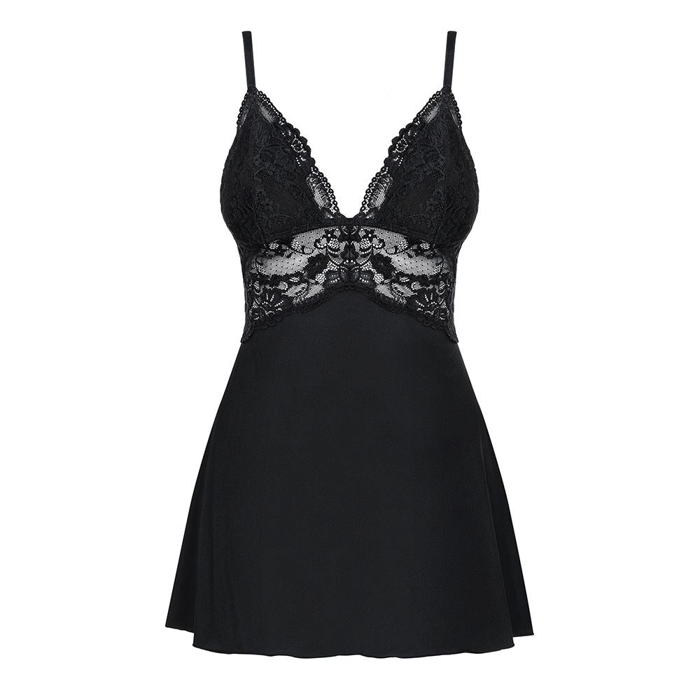 Obsessive - 810-BAB-1 babydoll & thong L/XL - Black - UABDSM