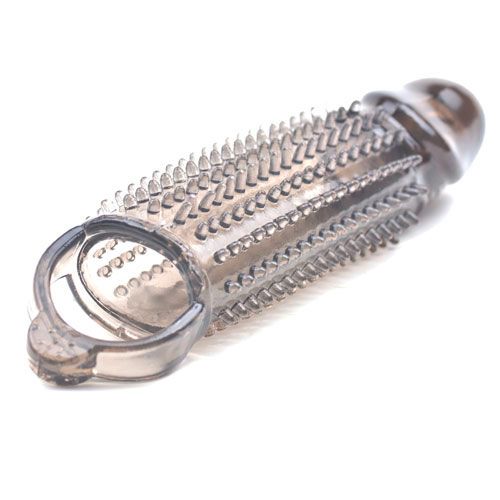 Stretchy Black Penis Sleeve With Pleasure Ridges - UABDSM