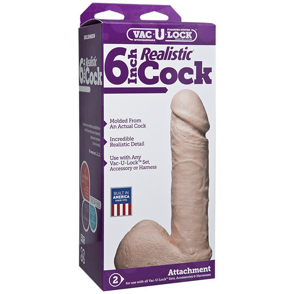 Vac-U-Lock 6 Inch Realistic Dildo Attachment - UABDSM