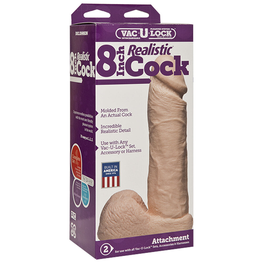 Vac-U-Lock 8 Inch Realistic Cock Attachment Flesh Pink - UABDSM