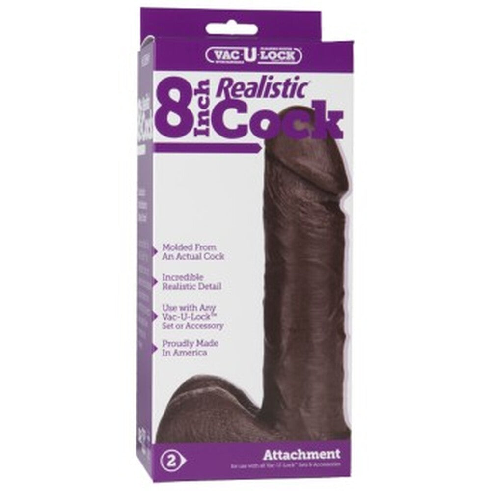 Vac-U-Lock 8 Inch Realistic Dildo Attachment Black - UABDSM