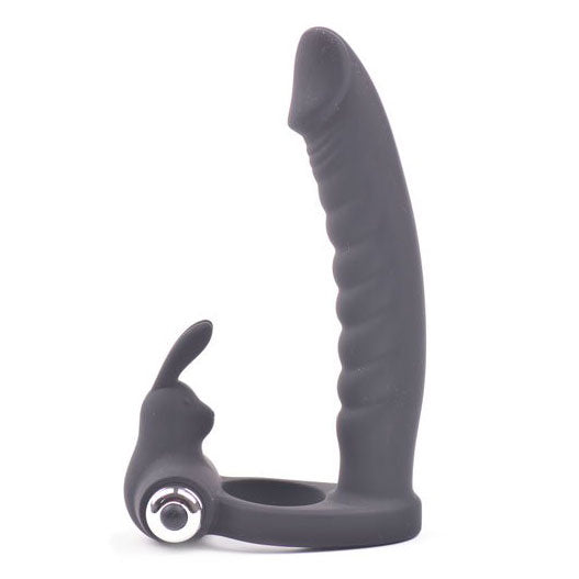 Fun Bunny Teaser Vibrating Rabbit Cock Ring Black - UABDSM