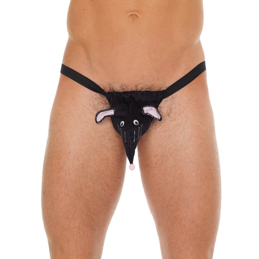 Mens Black Rat Animal Pouch G-String Mens Black Rat Animal Pouch G-String - UABDSM