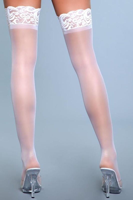 Lace Over It Hold-Up Stockings - White - UABDSM