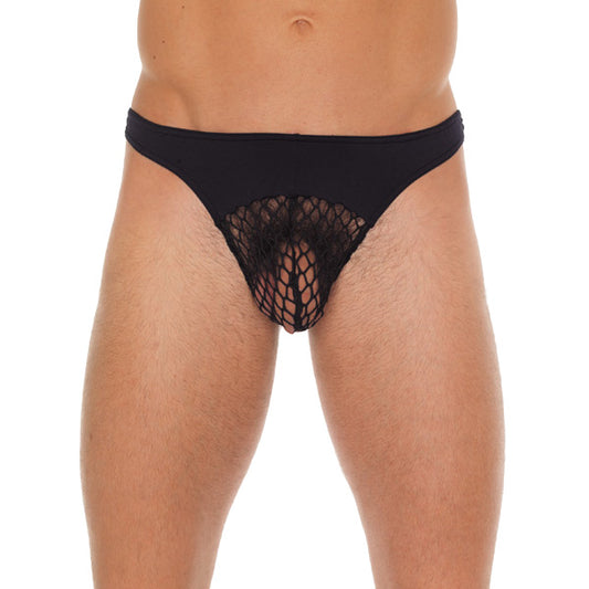 Mens Black G-String With A Net Pouch Mens Black G-String With A Net Pouch - UABDSM