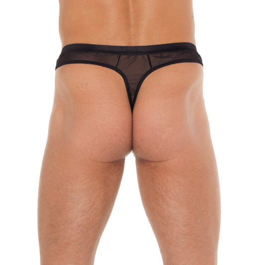 Mens Black Mesh G-String - UABDSM