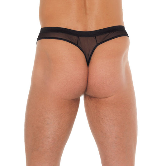 Mens Black G-String With Penis Sleeve - UABDSM