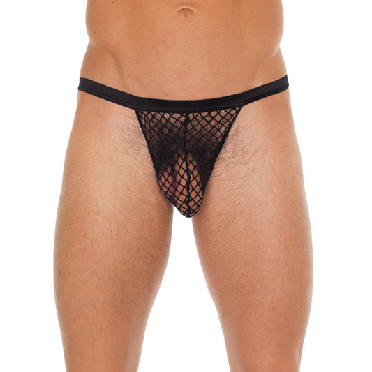 Mens Black G-String With Black Net Pouch Mens Black G-String With Black Net Pouch - UABDSM
