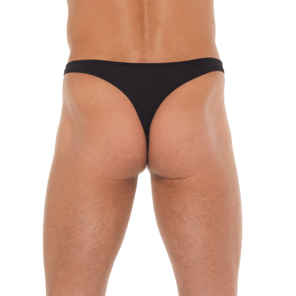 Mens Black G-String With Metal Hoop Connectors - UABDSM