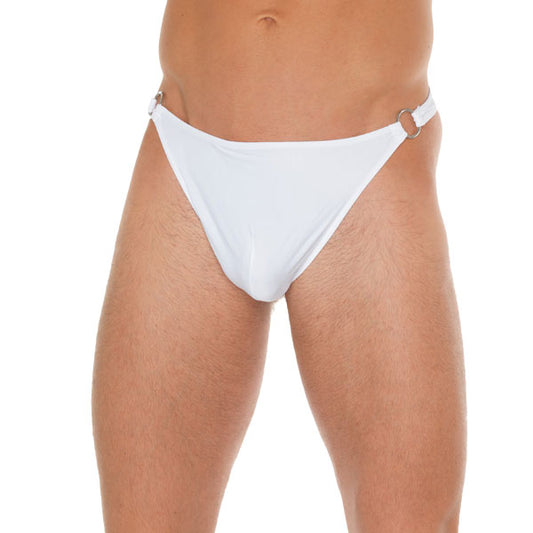Mens White G String With Metal Hoop Connectors Mens White G String With Metal Hoop Connectors - UABDSM