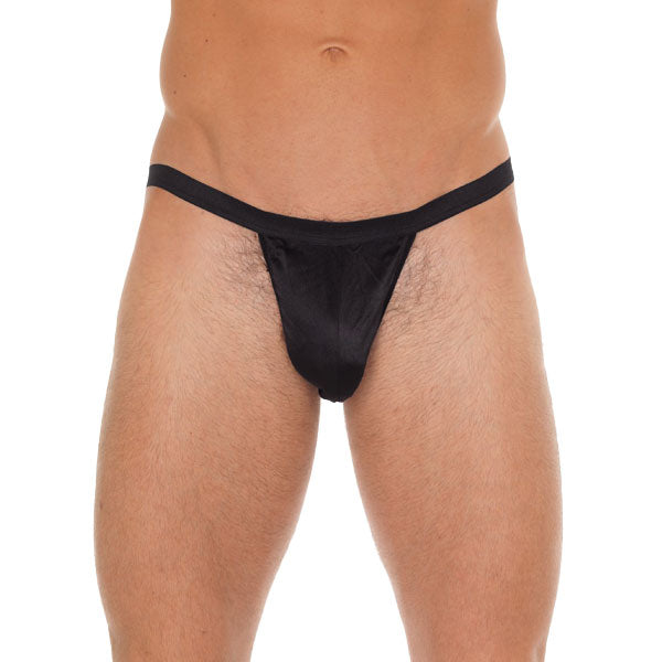 Mens Black G-String With Black Pouch - UABDSM
