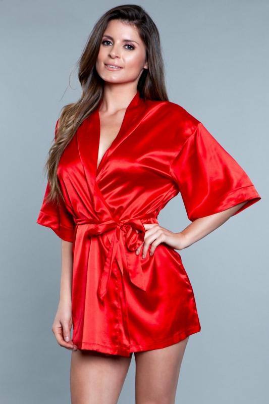 Getting Ready Satin Kimono - Red Getting Ready Satin Kimono - Red - UABDSM