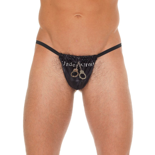 Mens Black G-String With Handcuff Pouch Mens Black G-String With Handcuff Pouch - UABDSM
