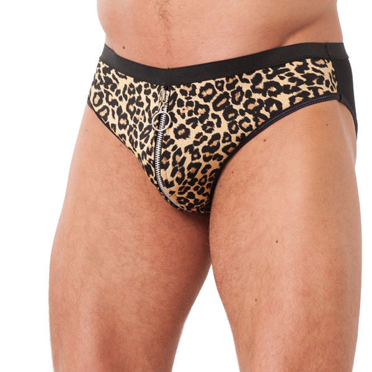 Mens Animal Print Briefs With Zipper Mens Animal Print Briefs With Zipper - UABDSM