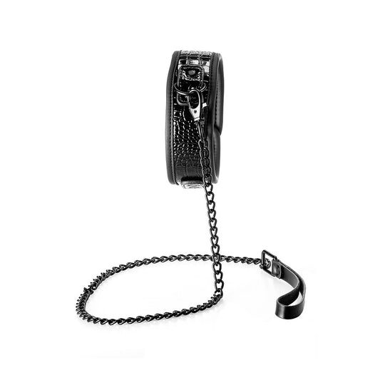 Blaze Luxury Fetish Collar And Leash Black - UABDSM