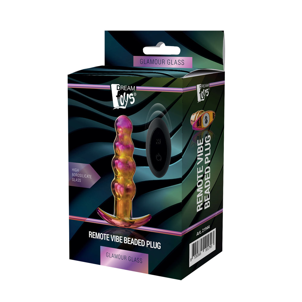 Glamour Glass Remote Control Beaded Butt Plug - UABDSM
