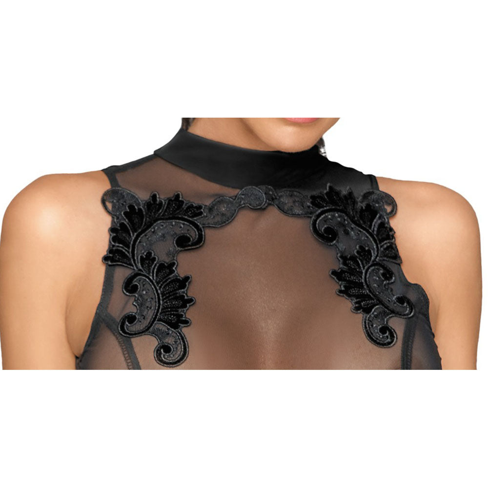 Noir Sheer and Wet Look Sleeveless Dress - UABDSM
