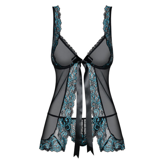 Obsessive Open Front Babydoll And String Black - UABDSM