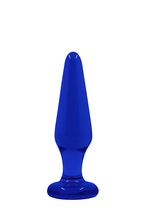 Crystal Tapered Glass Plug Medium Blue Crystal Tapered Glass Plug Medium Blue