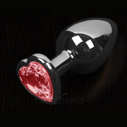 Dolce Piccante Silver Style Small Anal Plug Red Heart Gem Dolce Piccante Silver Style Small Anal Plug Red Heart Gem - UABDSM