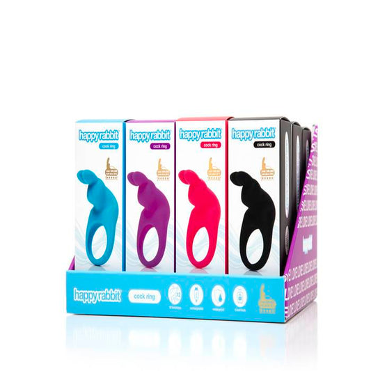 Happy Rabbit Counter Top Box Rechargeable Vibrating Rabbit Cock Rings x 12 - UABDSM