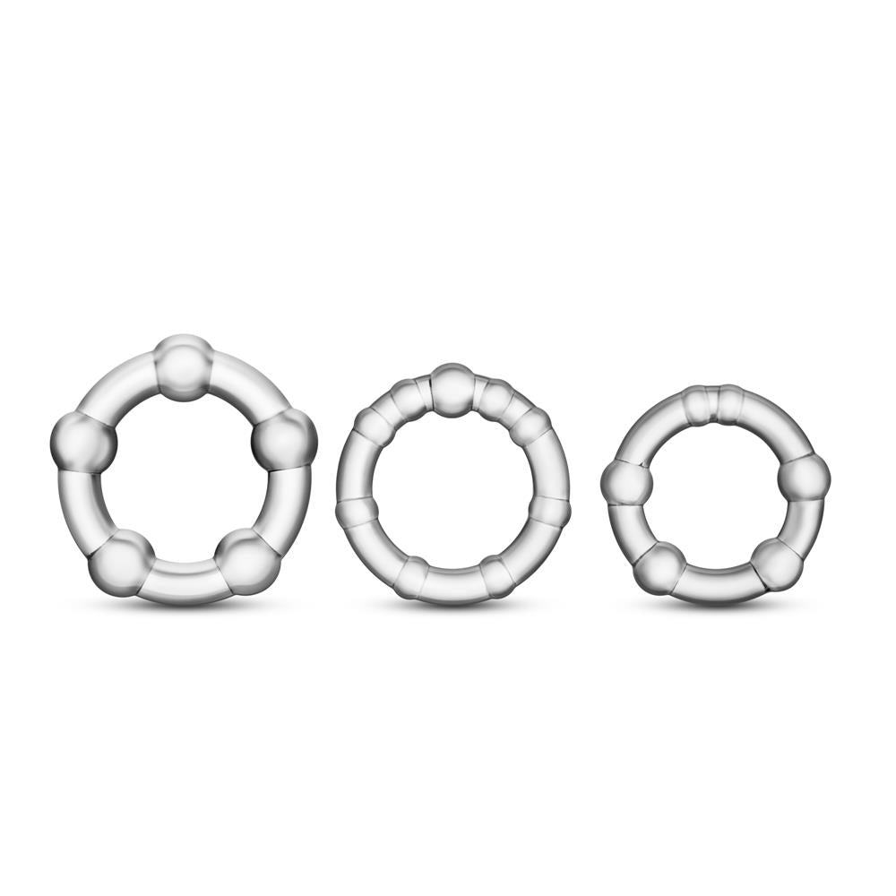 Stay Hard Beaded Cockrings Clear