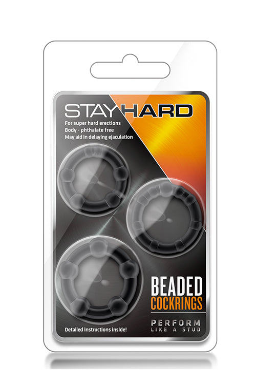 Stay Hard Beaded Cockrings Black