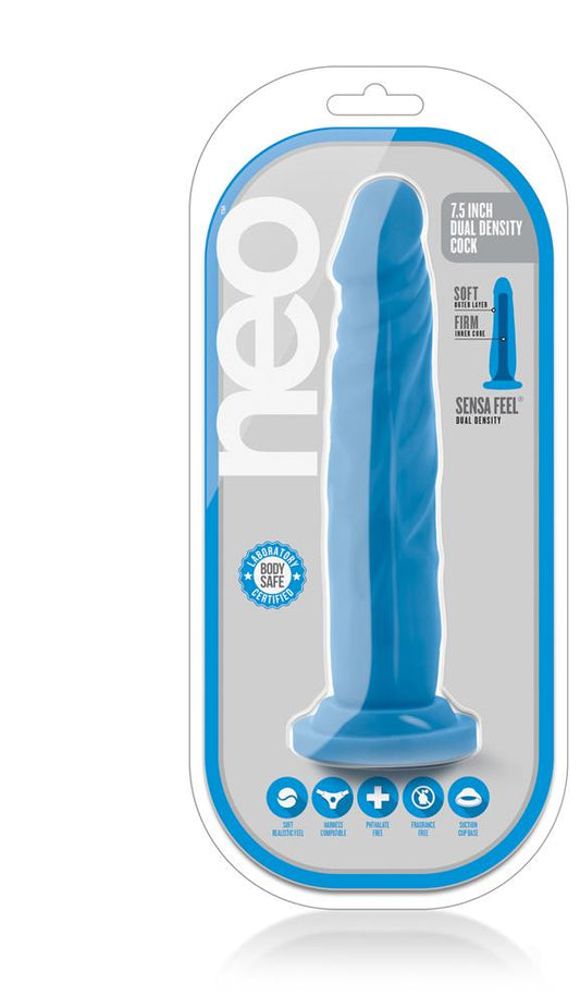 Neo 7.5inch Dual Density Cock Neon Blue