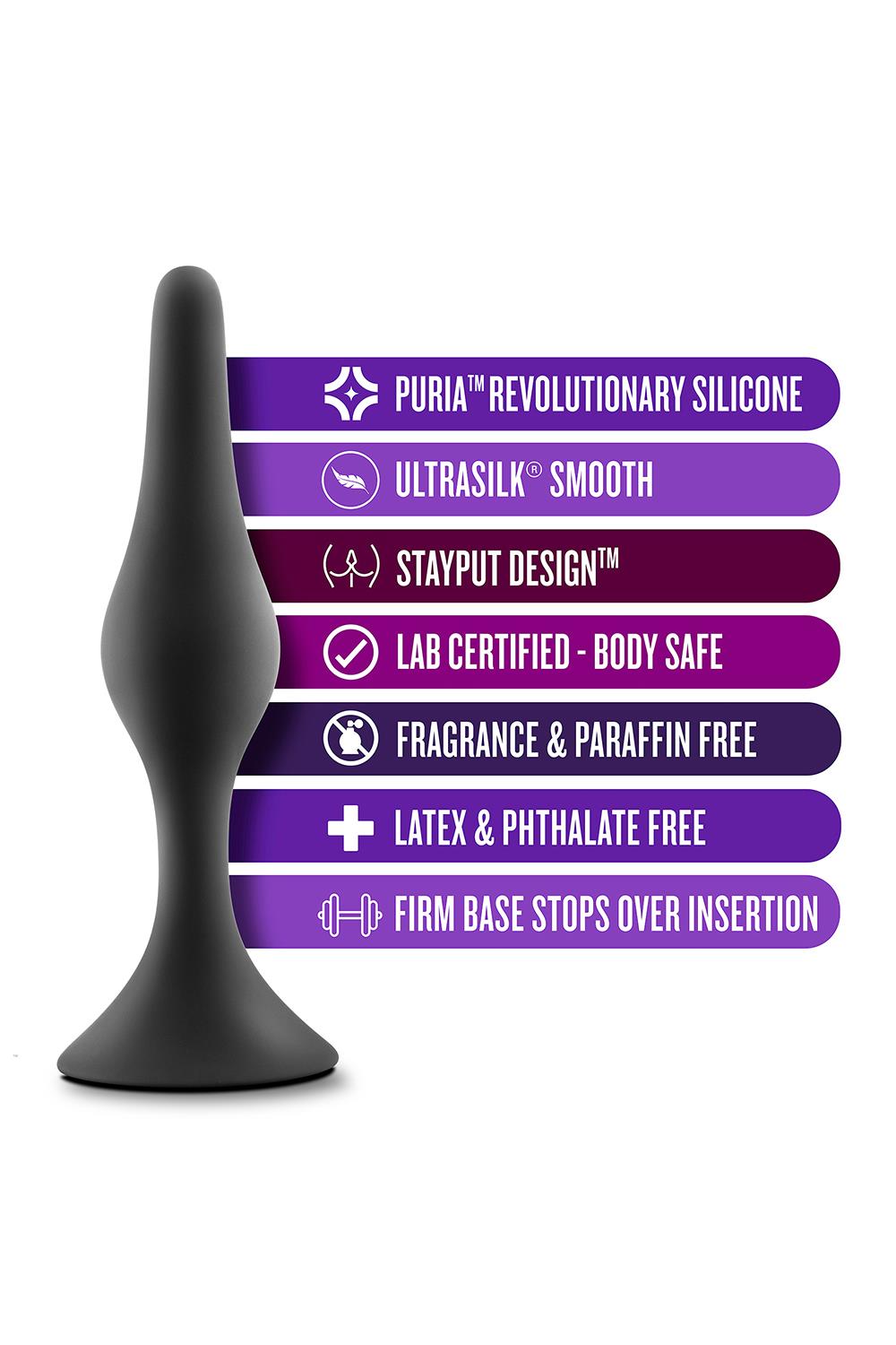 Anal Adventures Platinum Silicone Beginner Plug Small Black