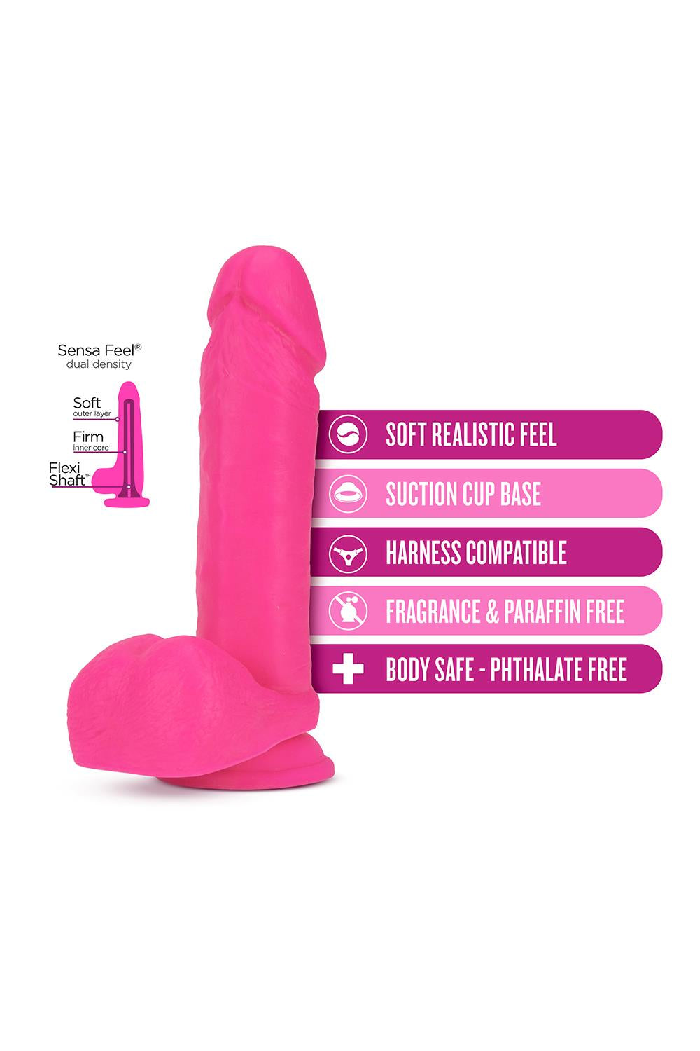 Neo 8 Inch Dual Density Dildo Neon Pink