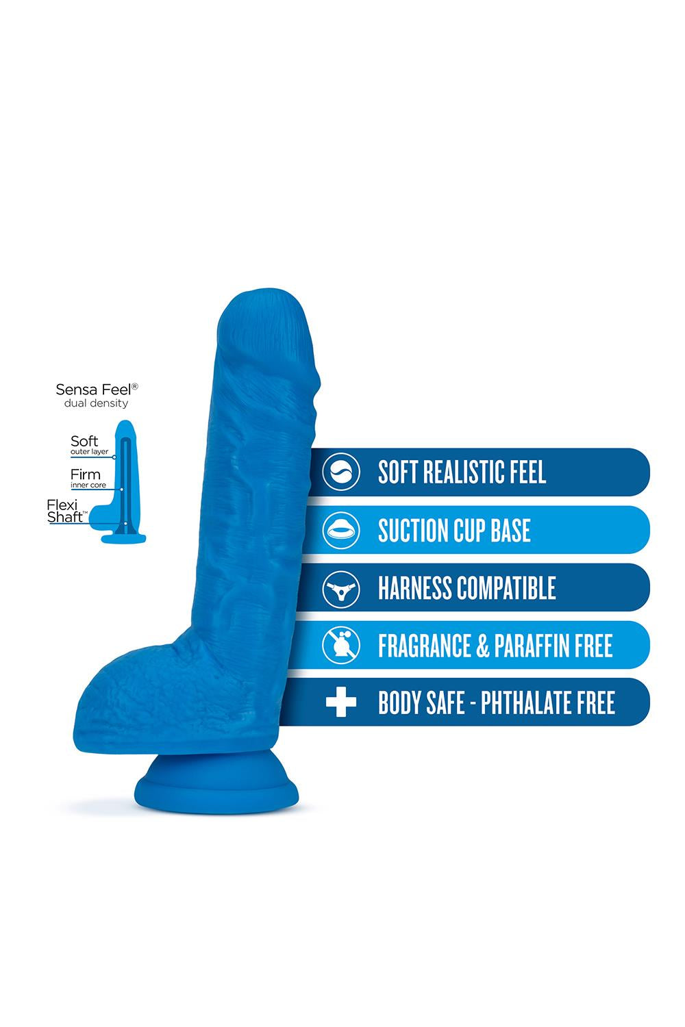 Neo 9 Inch Dual Density Dildo Neon Blue