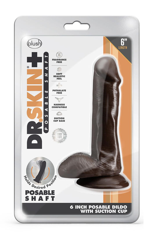 Dr. Skin Plus 6 Inch Posable Dildo With Balls Chocolate