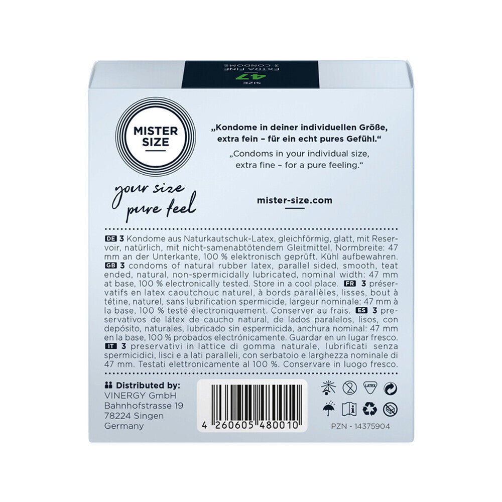 Mister Size 47mm Your Size Pure Feel Condoms 3 Pack - UABDSM