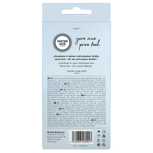 Mister Size 47mm Your Size Pure Feel Condoms 10 Pack - UABDSM