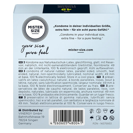 Mister Size 49mm Your Size Pure Feel Condoms 3 Pack - UABDSM