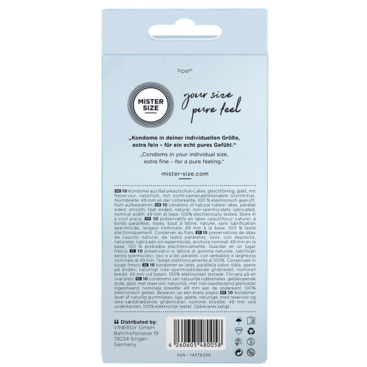 Mister Size 49mm Your Size Pure Feel Condoms 10 Pack - UABDSM