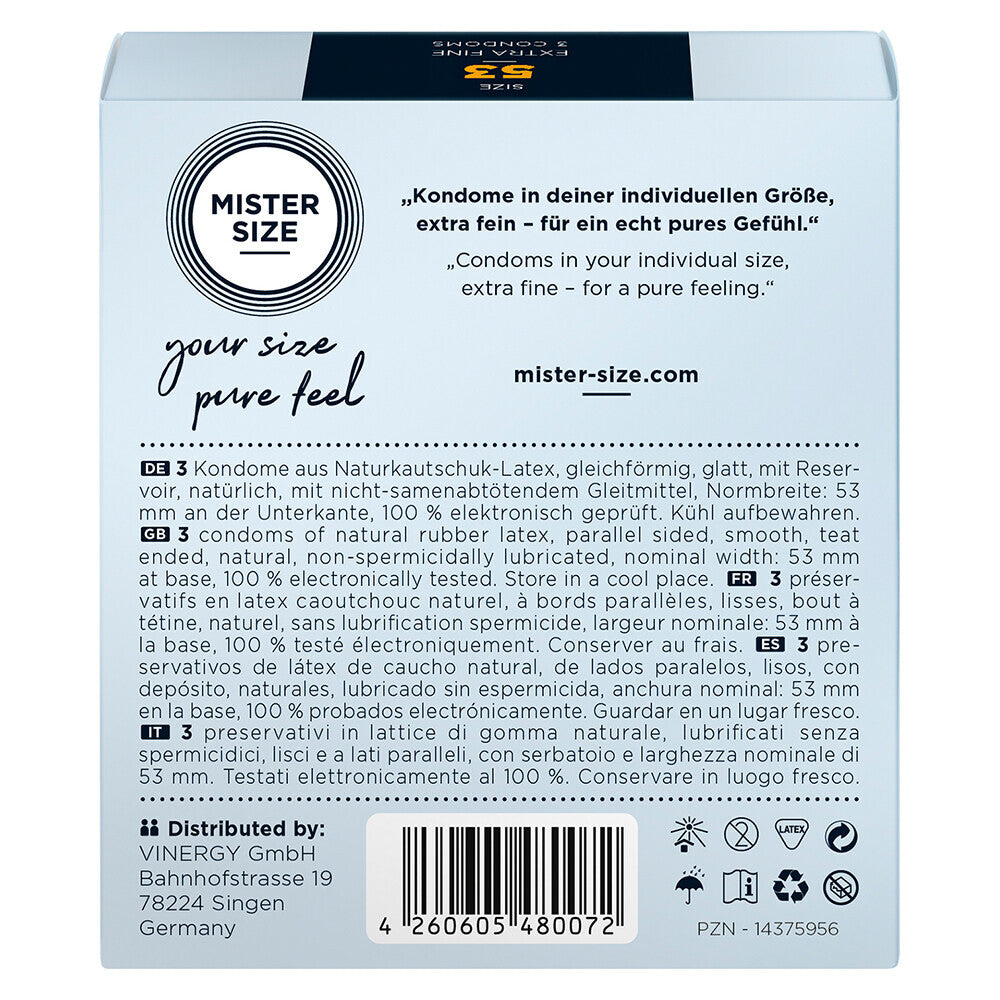 Mister Size 53mm Your Size Pure Feel Condoms 3 Pack - UABDSM