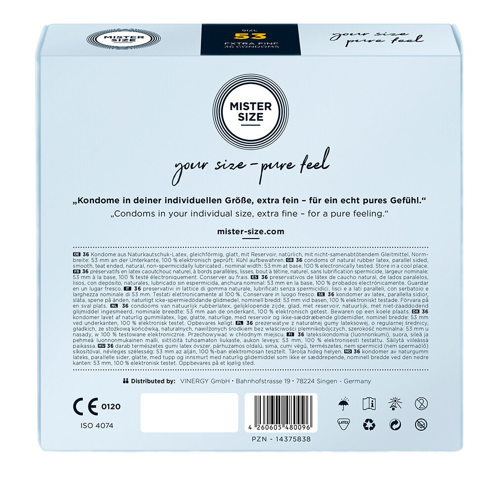 Mister Size 53mm Your Size Pure Feel Condoms 36 Pack - UABDSM