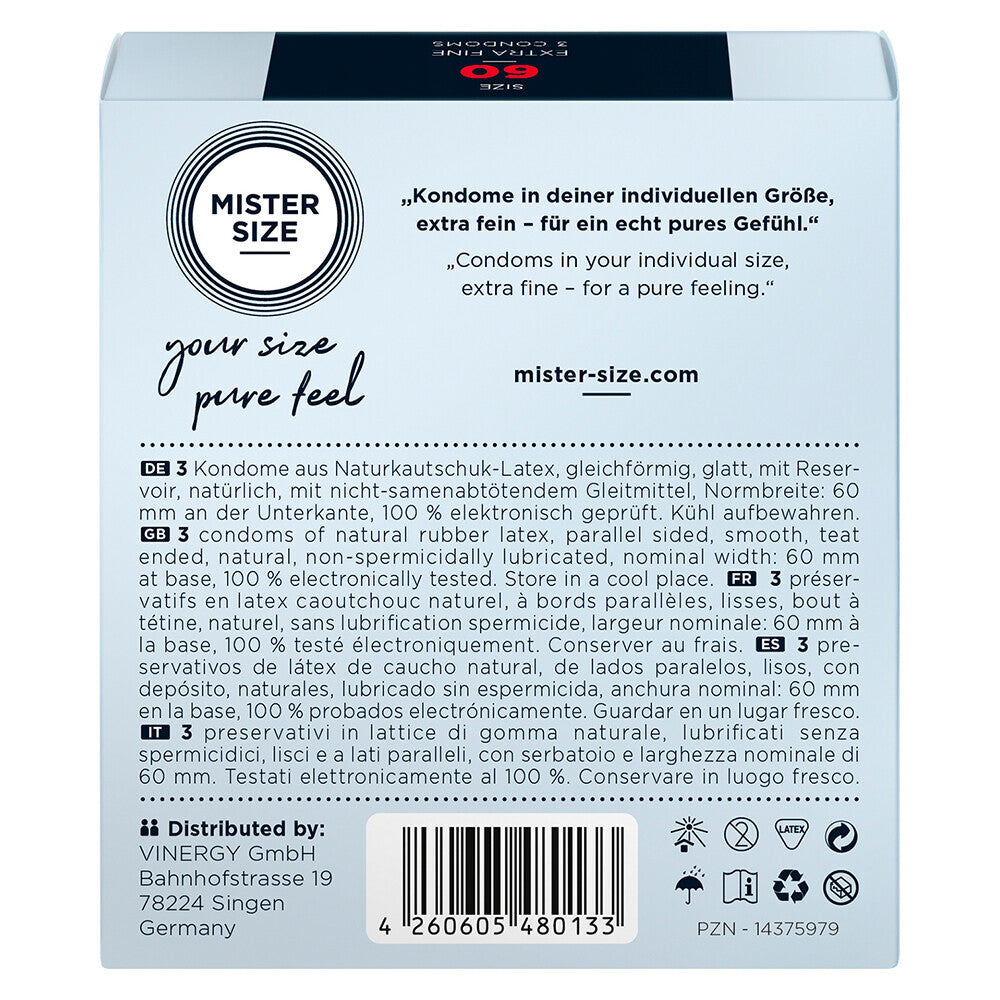 Mister Size 60mm Your Size Pure Feel Condoms 3 Pack - UABDSM