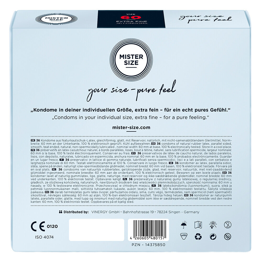 Mister Size 60mm Your Size Pure Feel Condoms 36 Pack - UABDSM