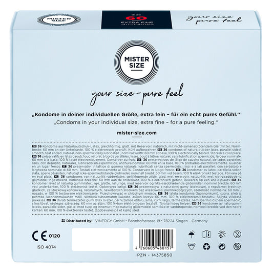 Mister Size 60mm Your Size Pure Feel Condoms 36 Pack - UABDSM