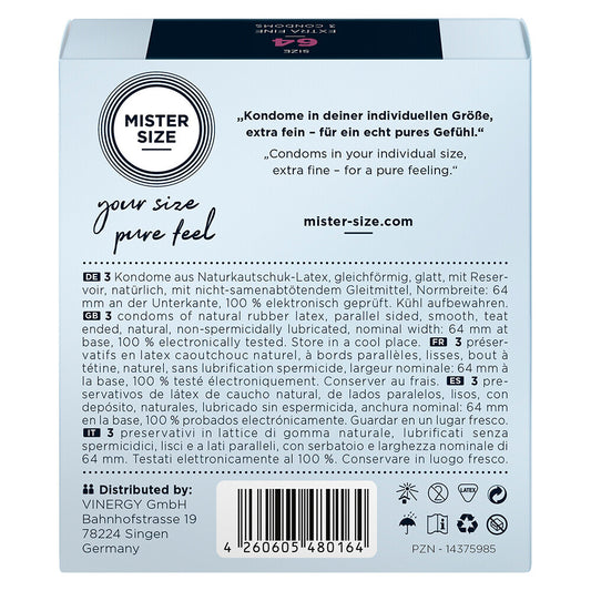 Mister Size 64mm Your Size Pure Feel Condoms 3 Pack - UABDSM