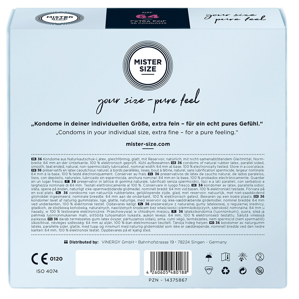 Mister Size 64mm Your Size Pure Feel Condoms 36 Pack - UABDSM