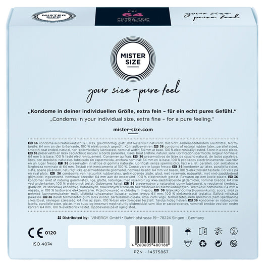 Mister Size 64mm Your Size Pure Feel Condoms 36 Pack - UABDSM