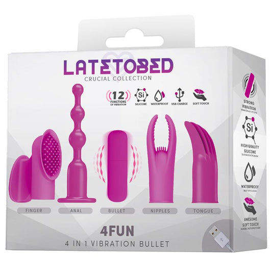 4Fun Vibrating Bullet and 4 Sleeves USB Waterproof Silicone - UABDSM